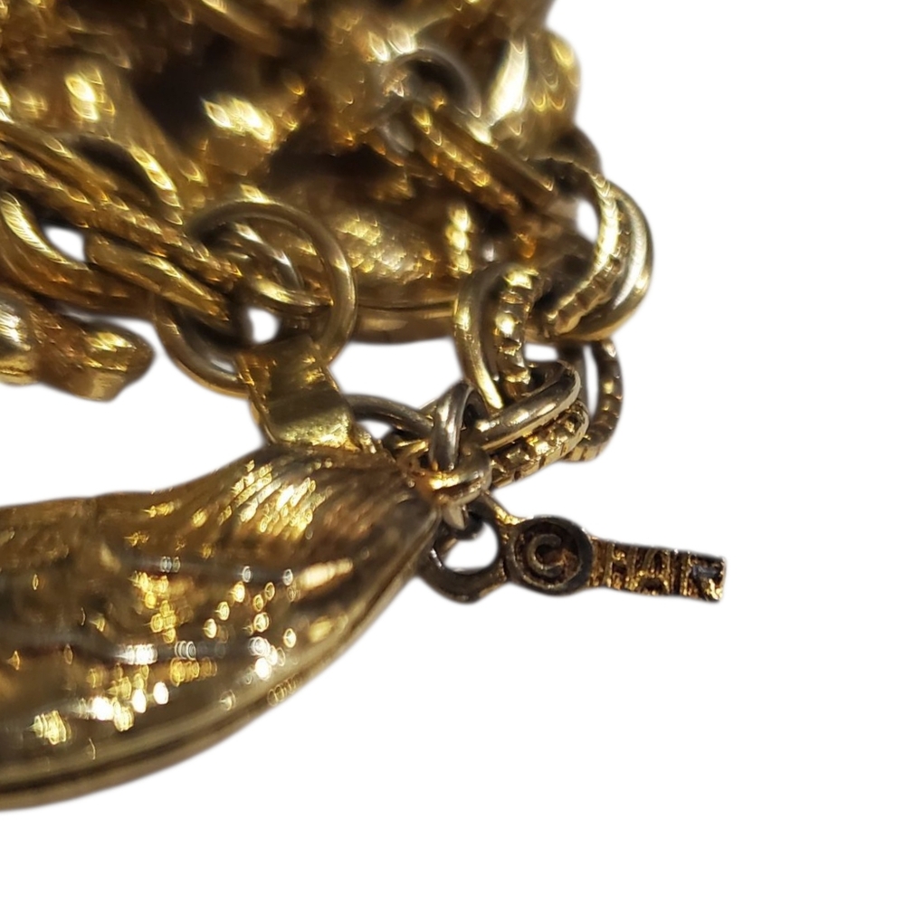 HAR Vintage Gold Pearl Sea Creature Fish Shell Charm Bracelet - Picture 5 of 5